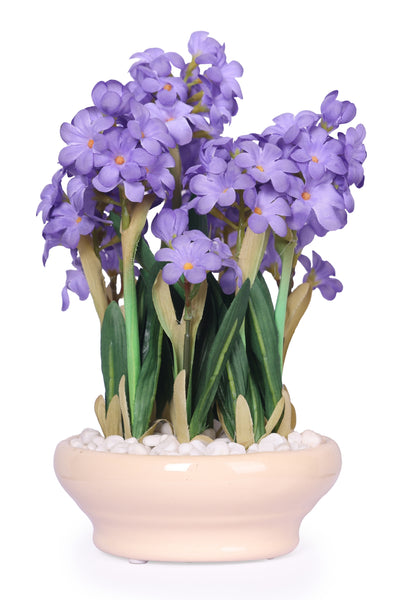 PolliNation Delightful Artificial Bonsai with Ceramic Pot (Pack of 1) Purple