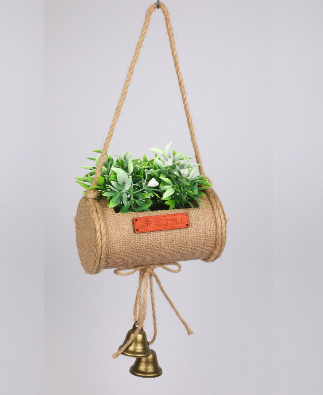 Jutecharm Bloomer- Hanging Bonsai In Jute Duffle With Bells