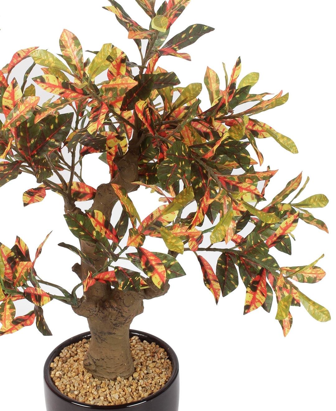 Stunning Artificial Croton Tabletop Plant In Black Ceramic Pot