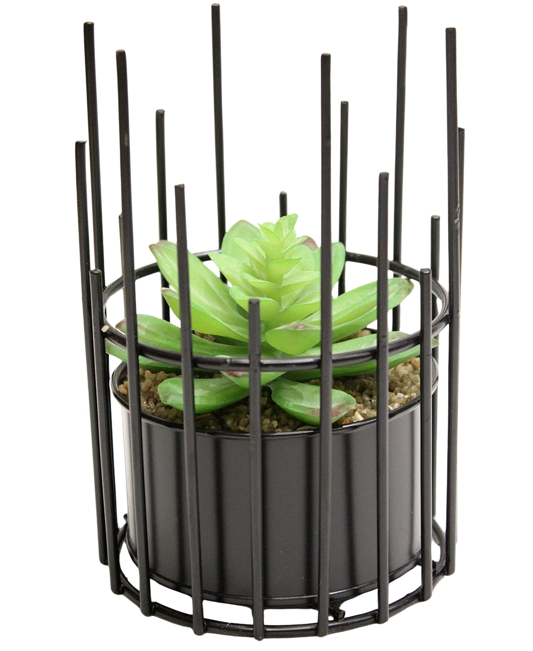 Artificial Succulent Bonsai In Metal Pot Contemporary Elegance