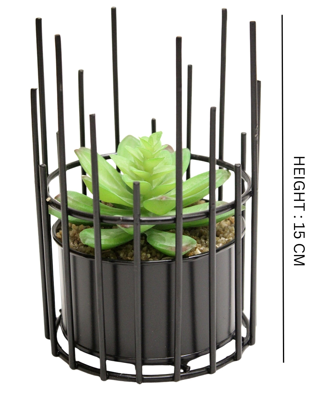 Artificial Succulent Bonsai In Metal Pot Contemporary Elegance