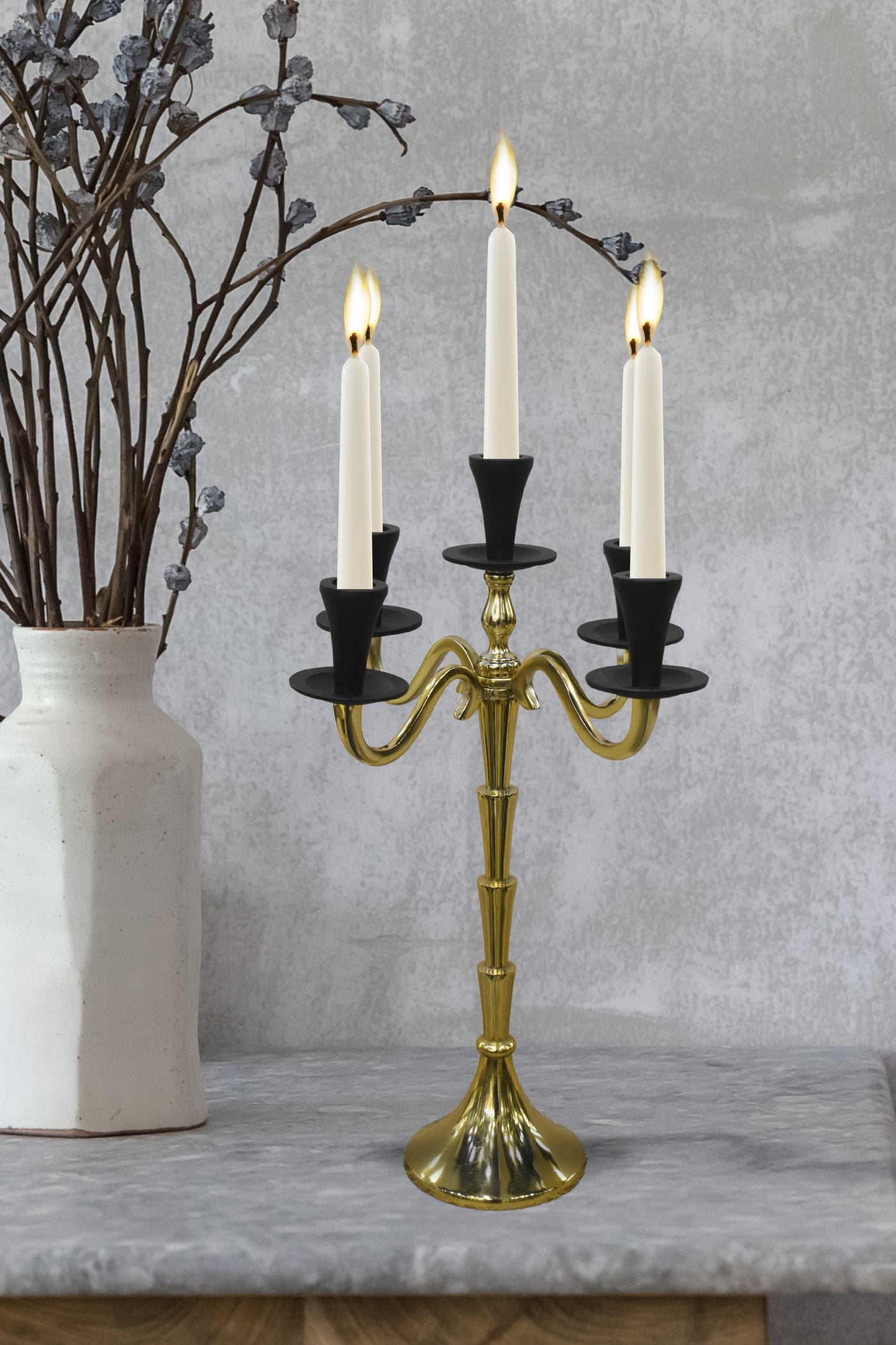 Golden 5-Arm Candelabra - Silver