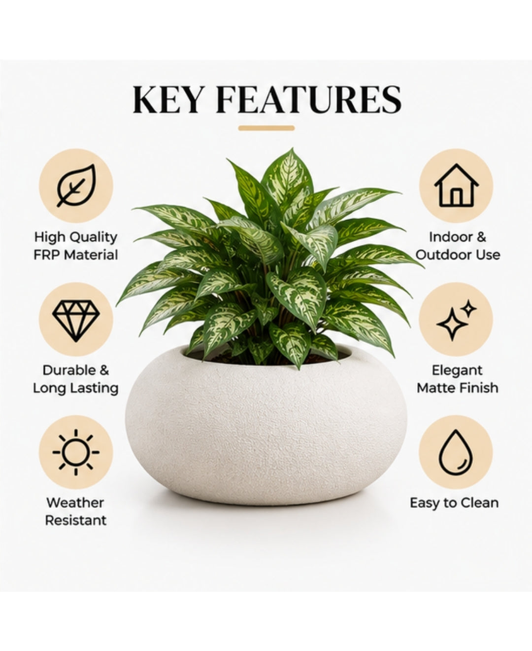 Modern Pebble Form FRP Small Planter