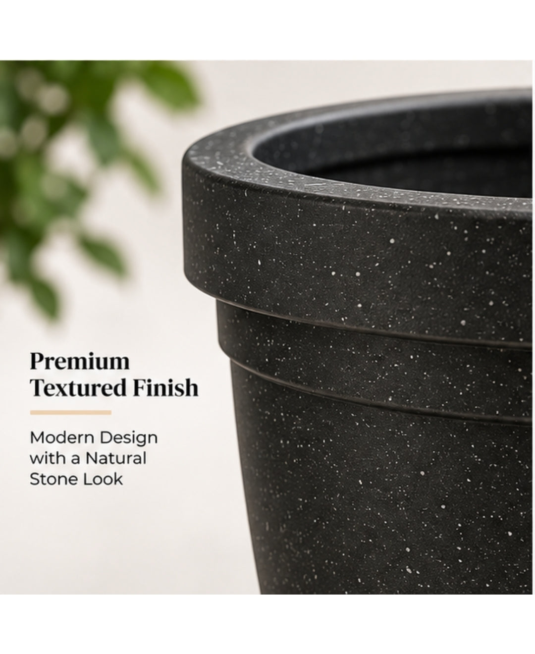 Modern Speckled Black Tapered Small Planter