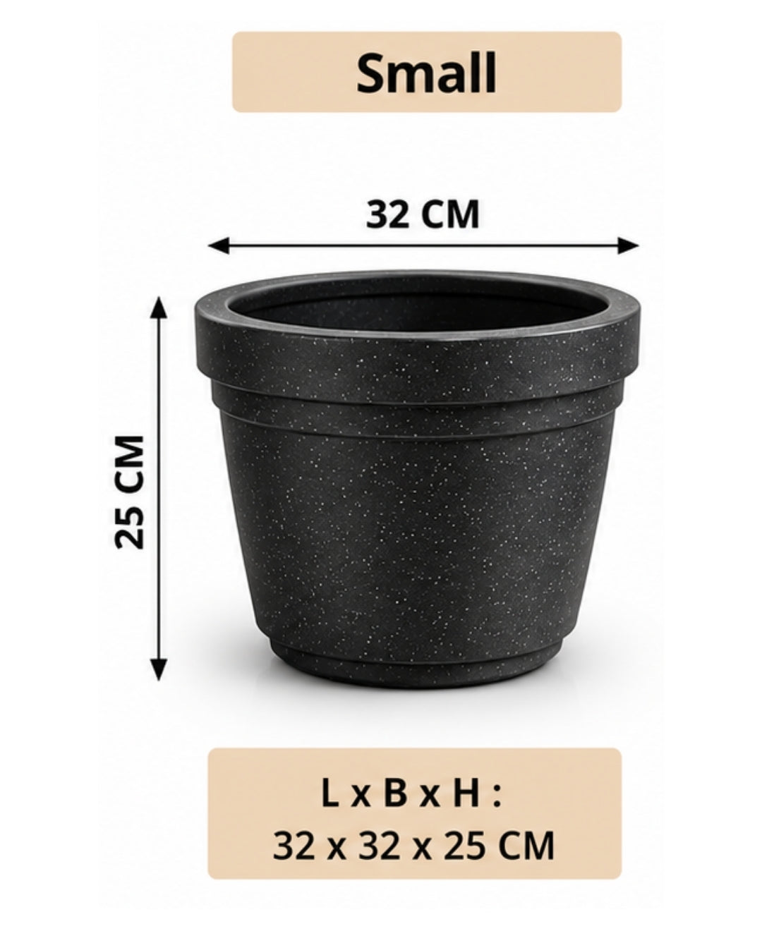 Modern Speckled Black Tapered Small Planter