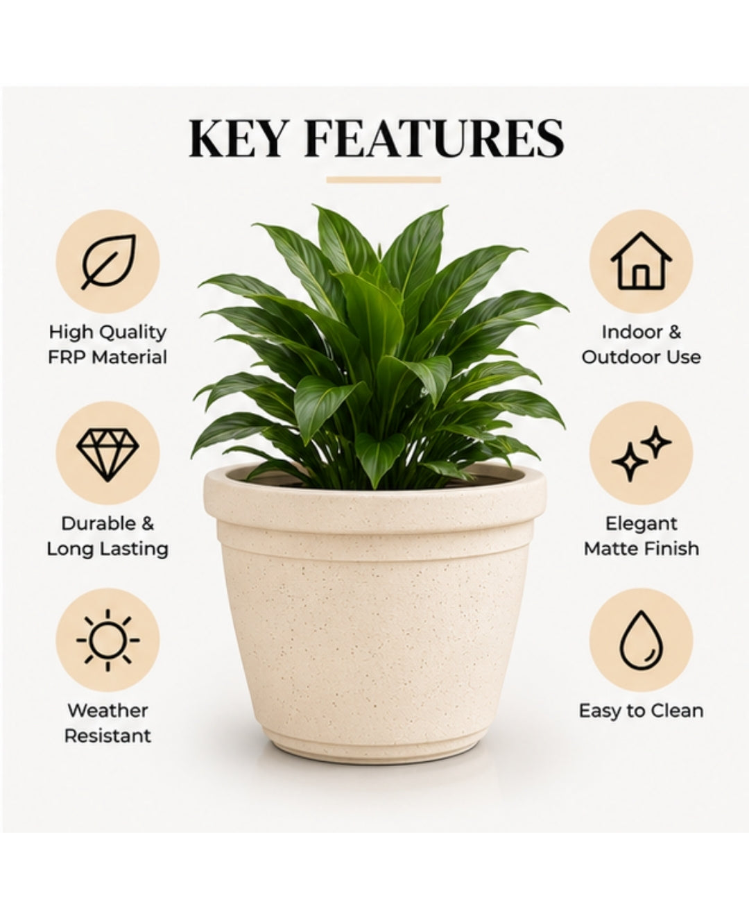 Modern Speckled Ivory Tapered Medium Planter