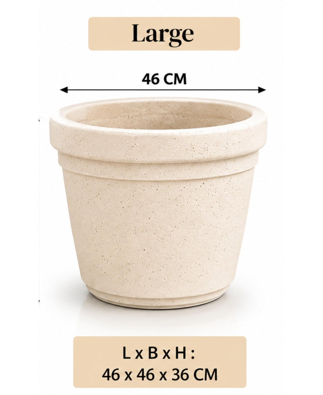 Modern Speckled Ivory Tapered Large Planter