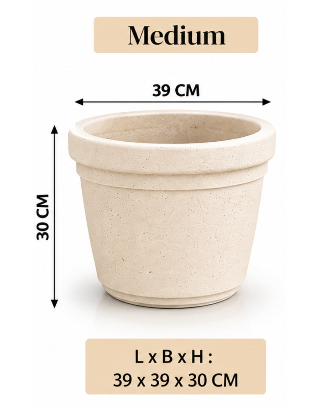 Modern Speckled Ivory Tapered Medium Planter