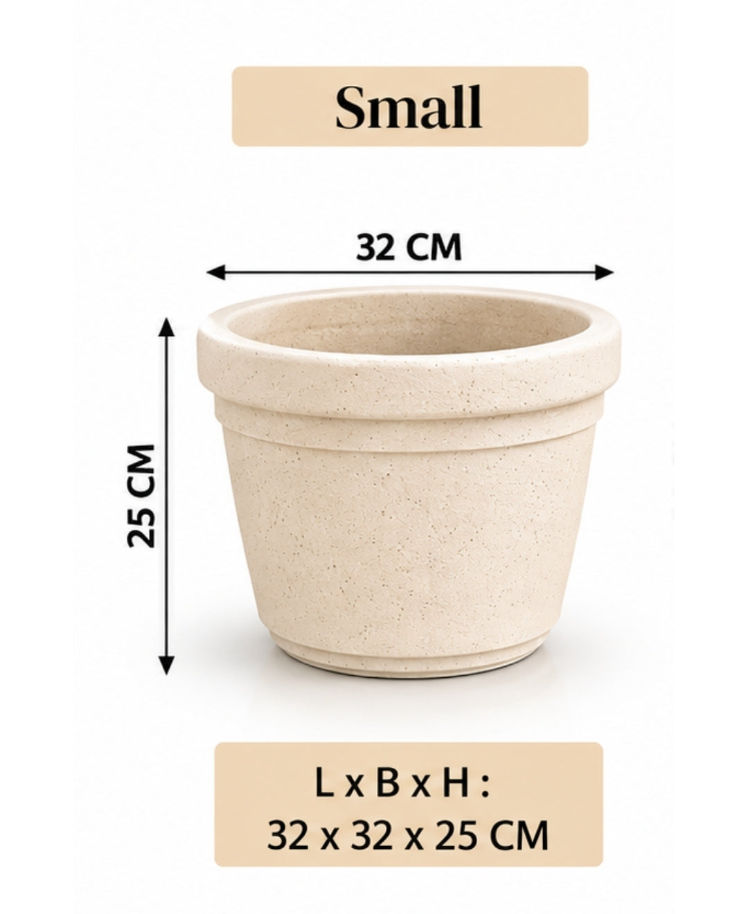 Modern Speckled Ivory Tapered Small Planter