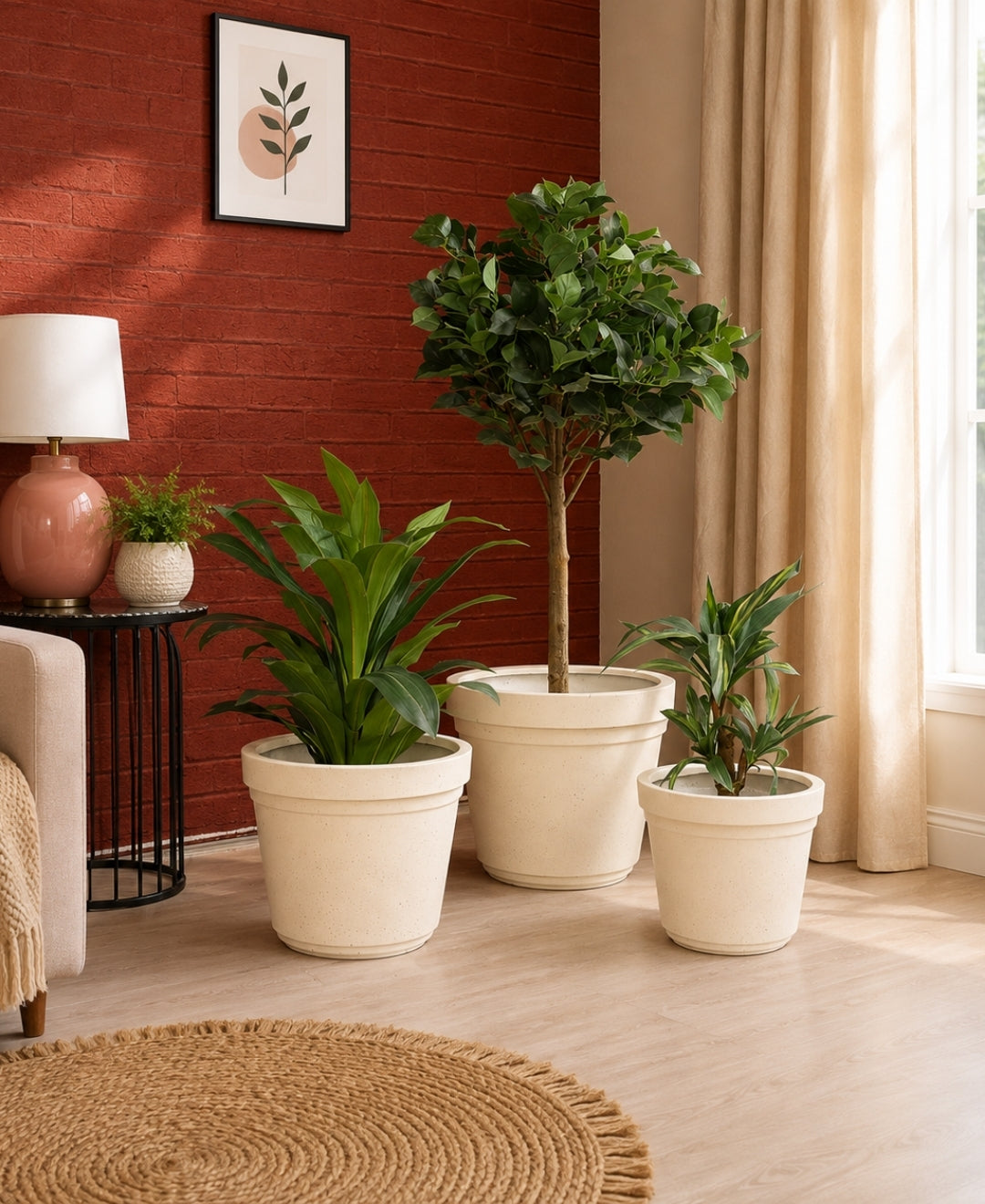Modern Speckled Ivory Tapered Small Planter