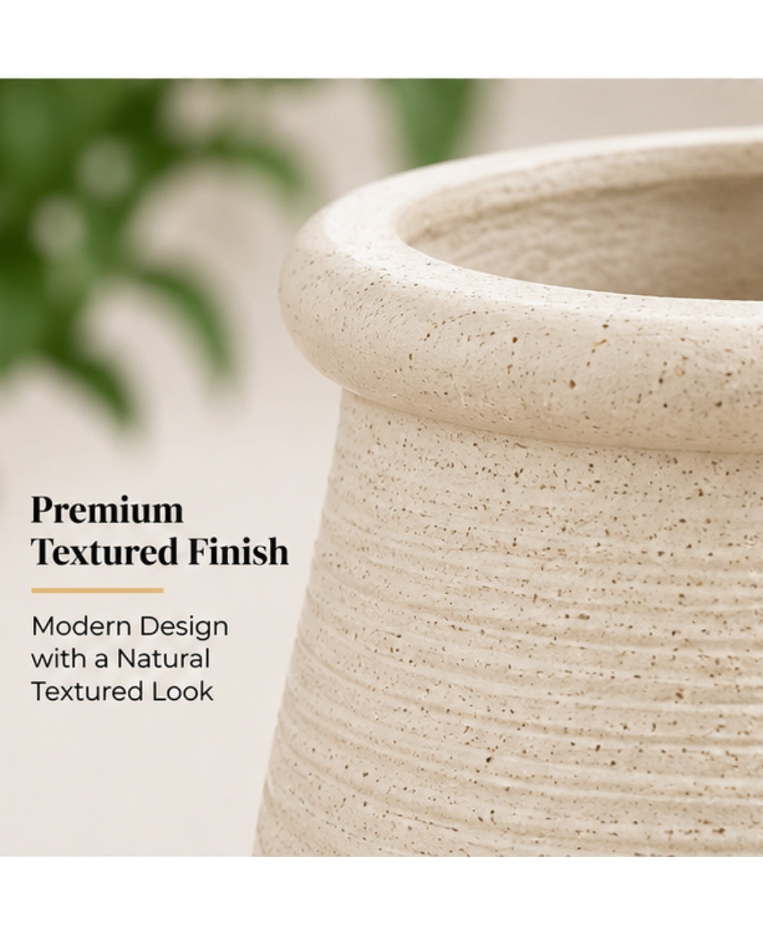 Modern Textured Grey Round Decorative Large Planter