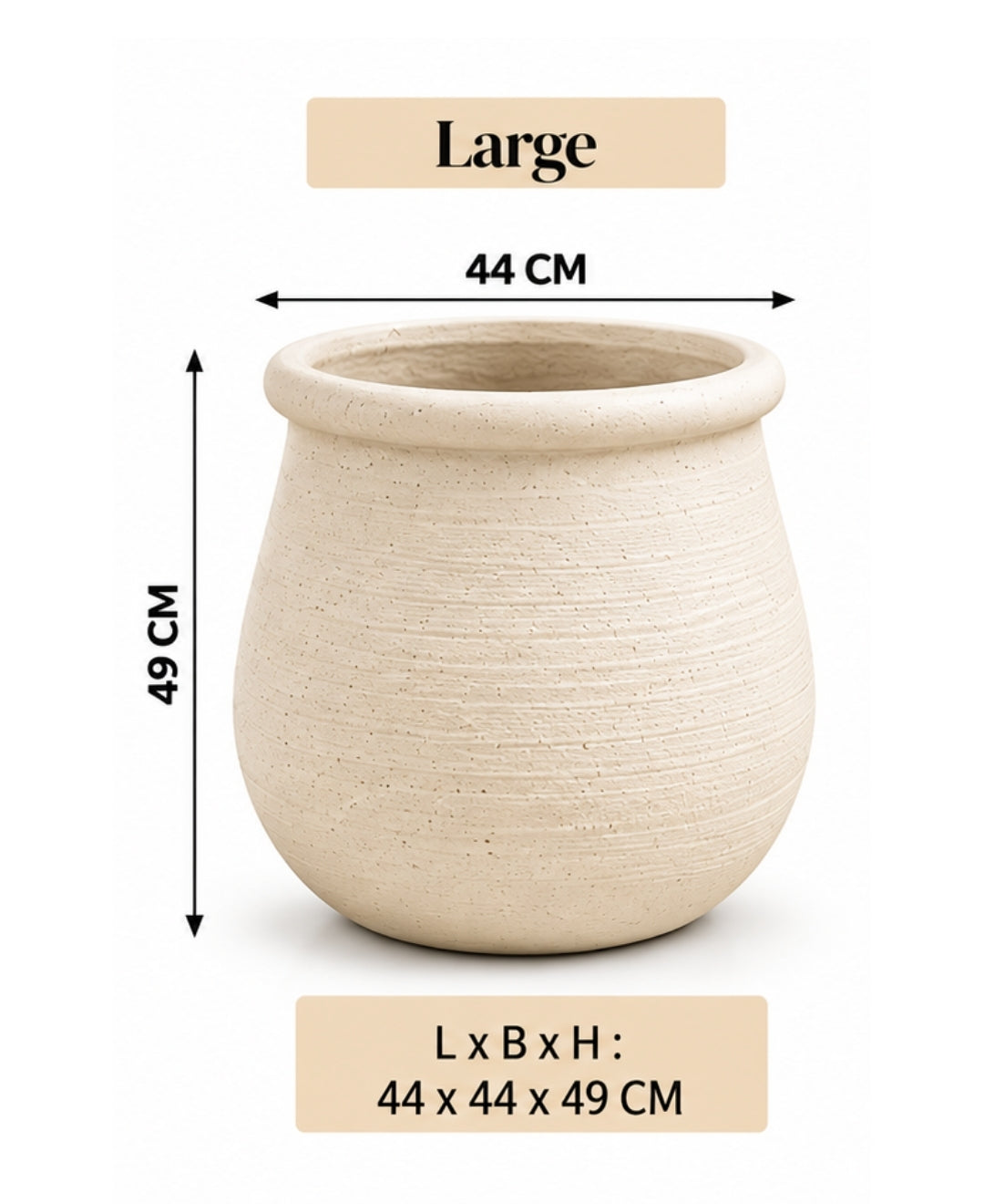 Modern Textured Grey Round Decorative Large Planter