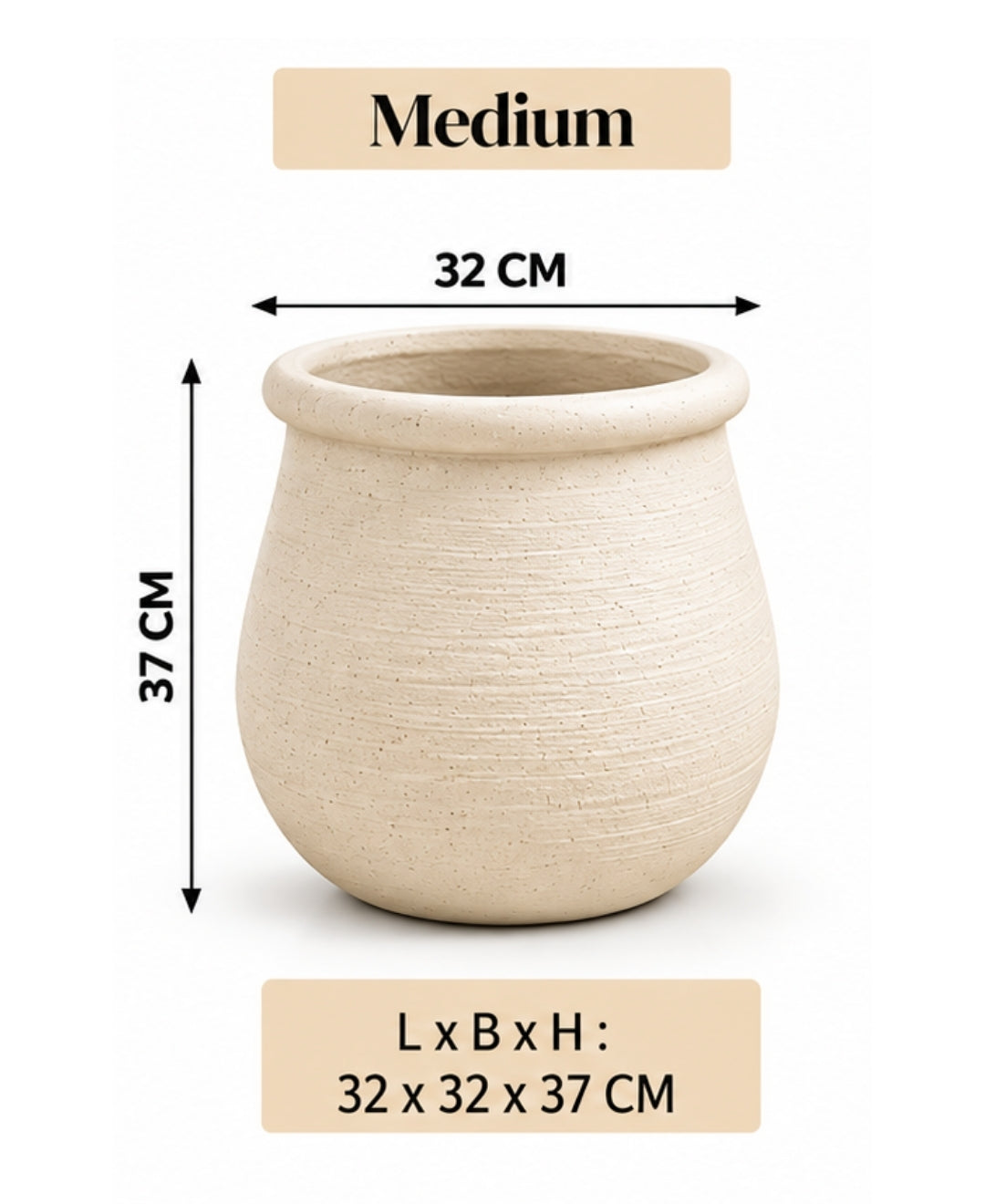 Modern Textured Grey Round Decorative Medium Planter
