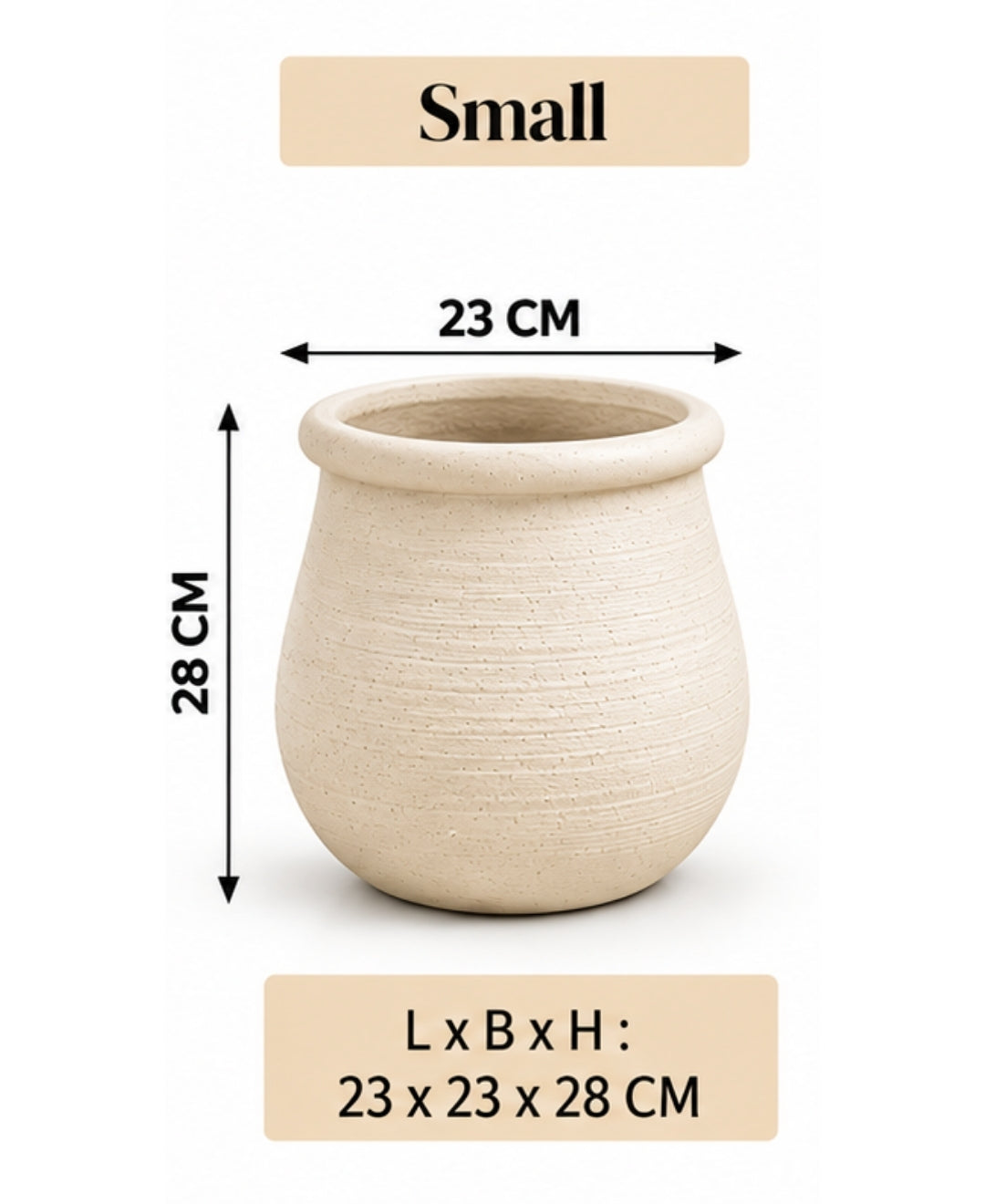 Modern Textured Grey Round Decorative Small Planter