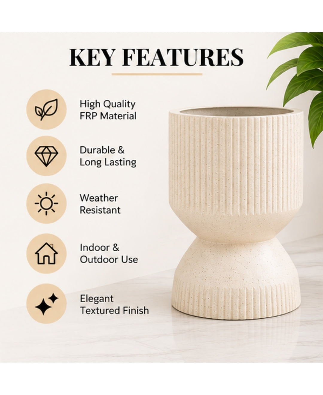 Textured Modern Stone Finish Large Planter