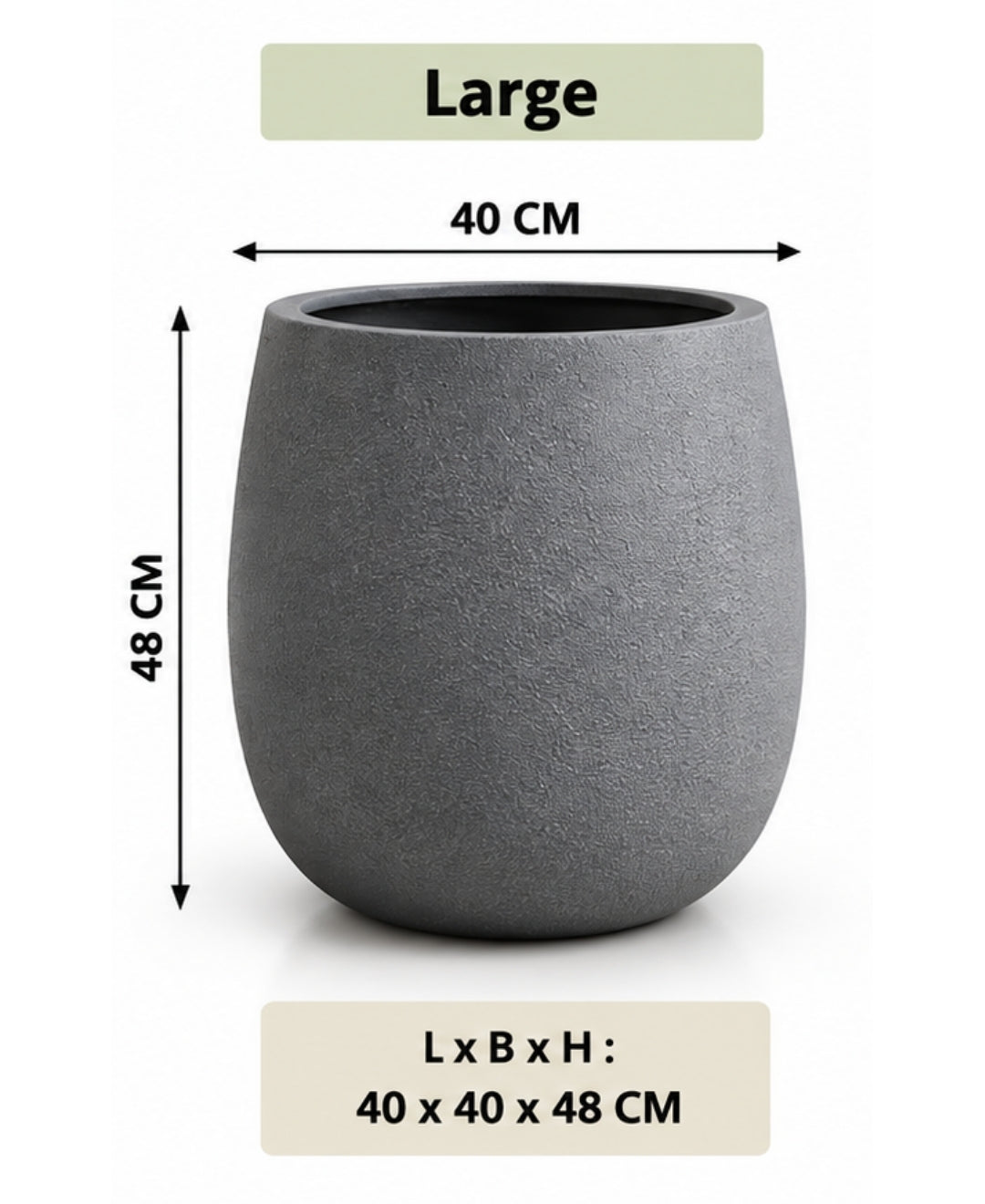 Grey Textured Round Stone‑Finish Large Planter
