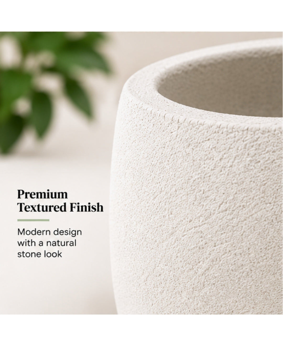 Ivory Textured Round Stone‑Finish Small Planter
