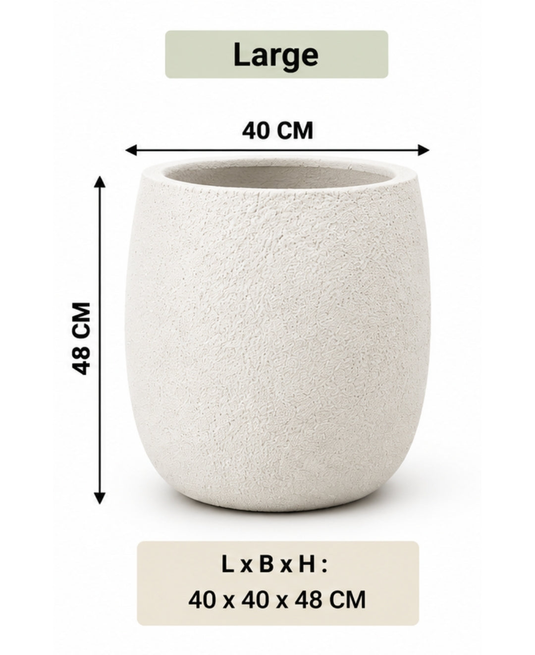 Ivory Textured Round Stone‑Finish Large Planter