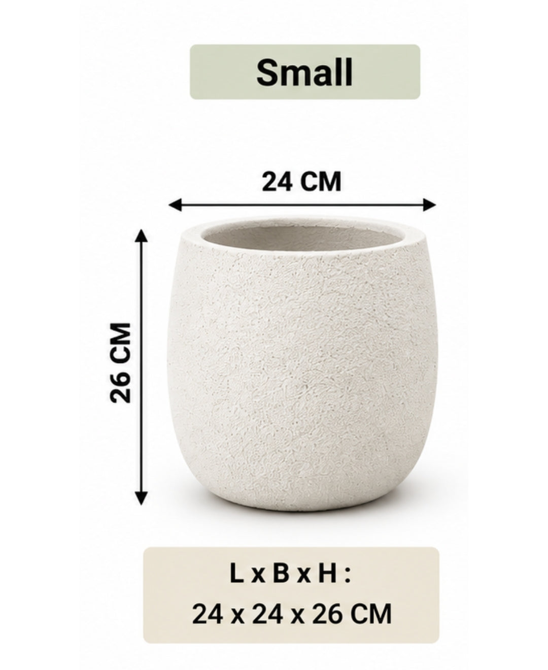 Ivory Textured Round Stone‑Finish Small Planter