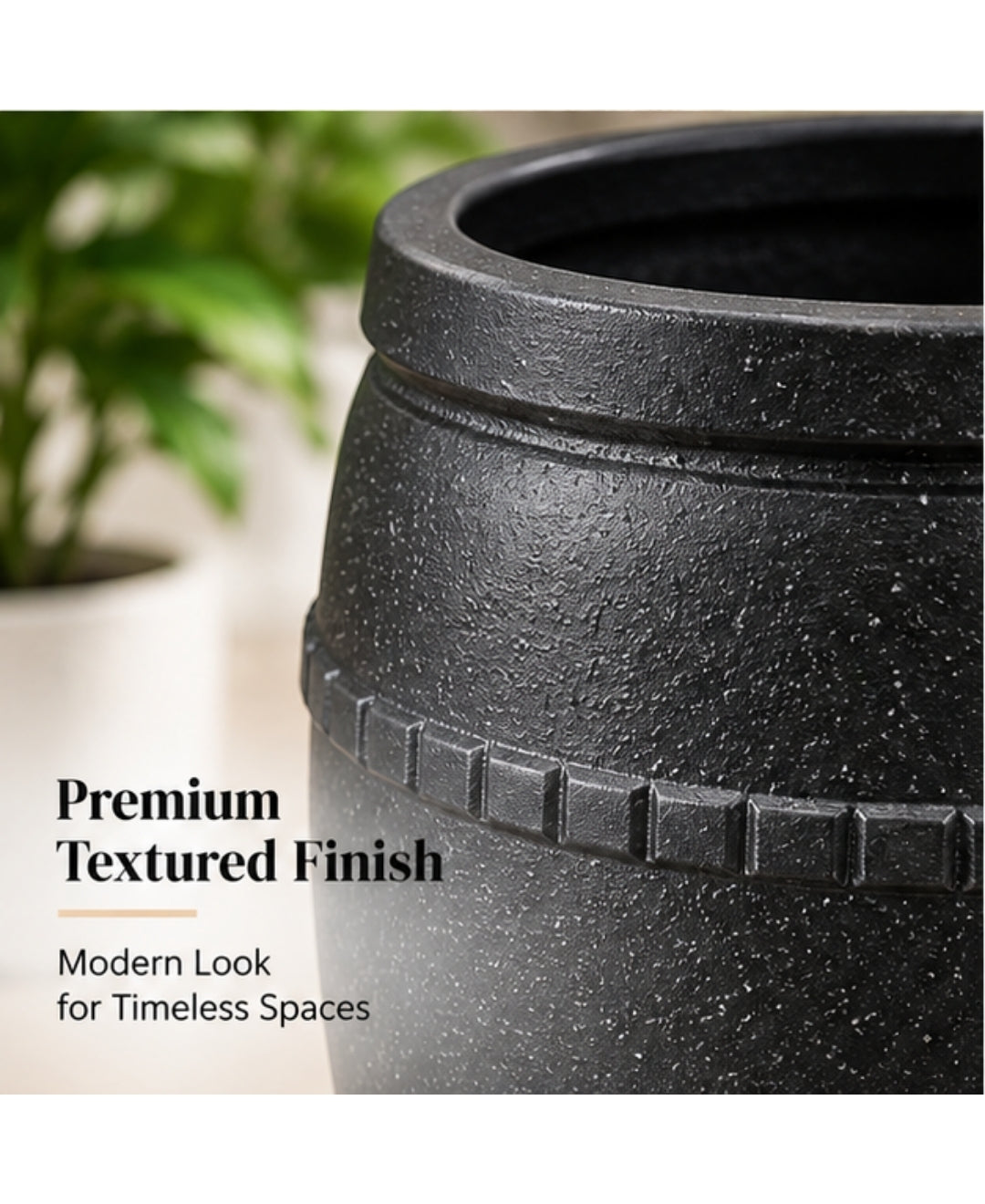 Classic Speckled Black Decorative Large Planter