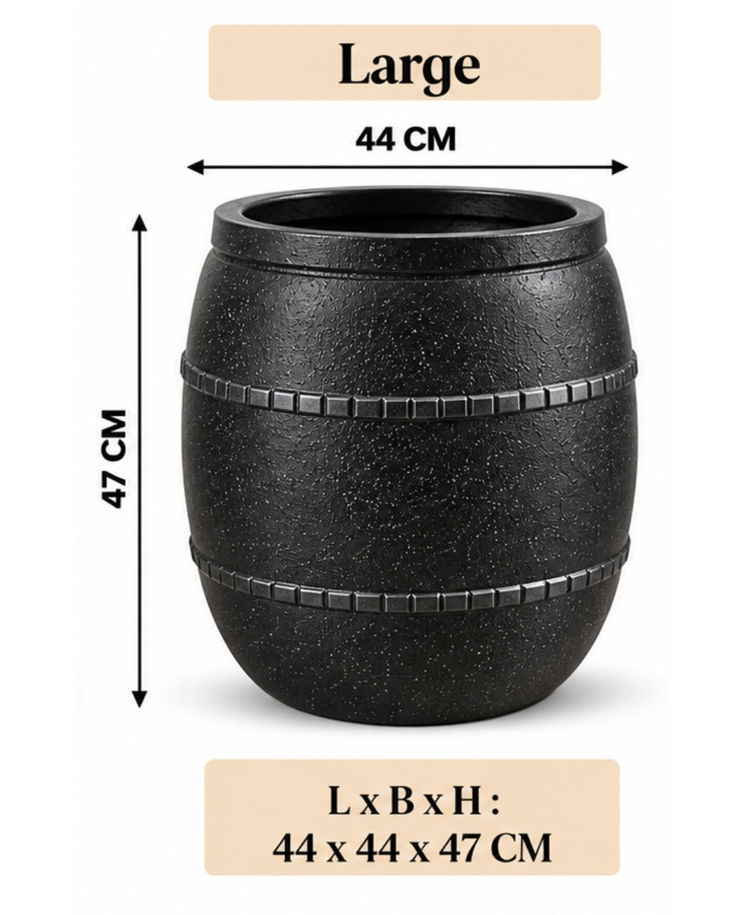 Classic Speckled Black Decorative Large Planter