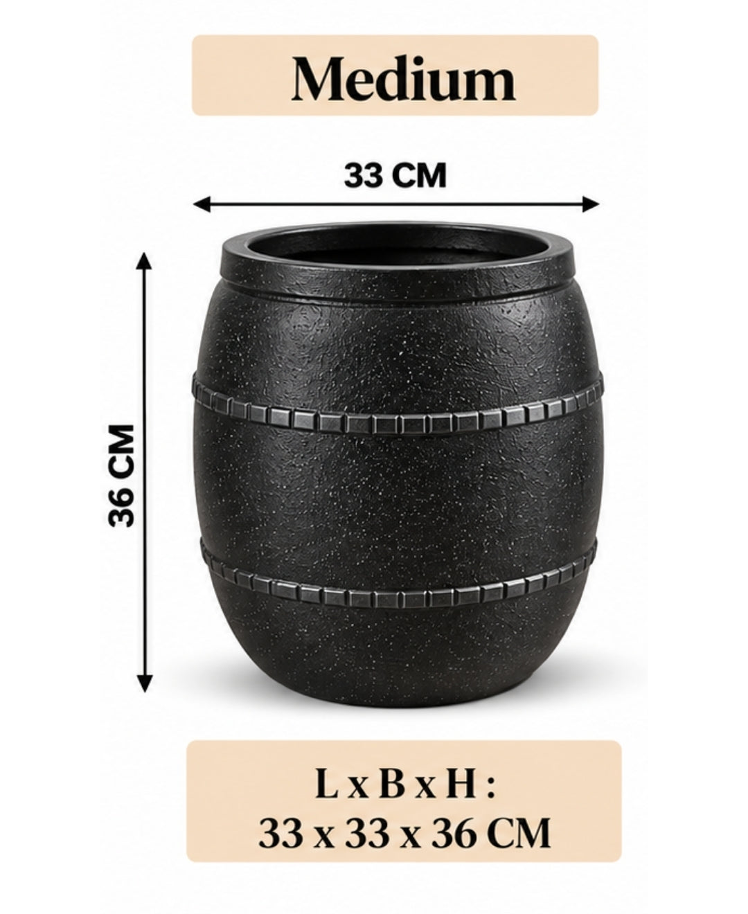 Classic Speckled Black Decorative Medium Planter