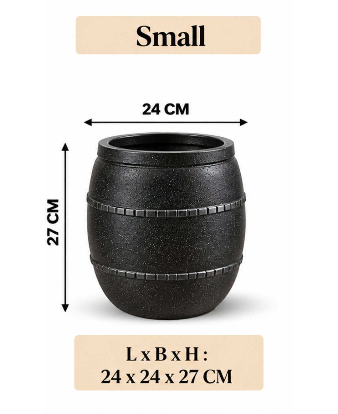 Classic Speckled Black Decorative Small Planter