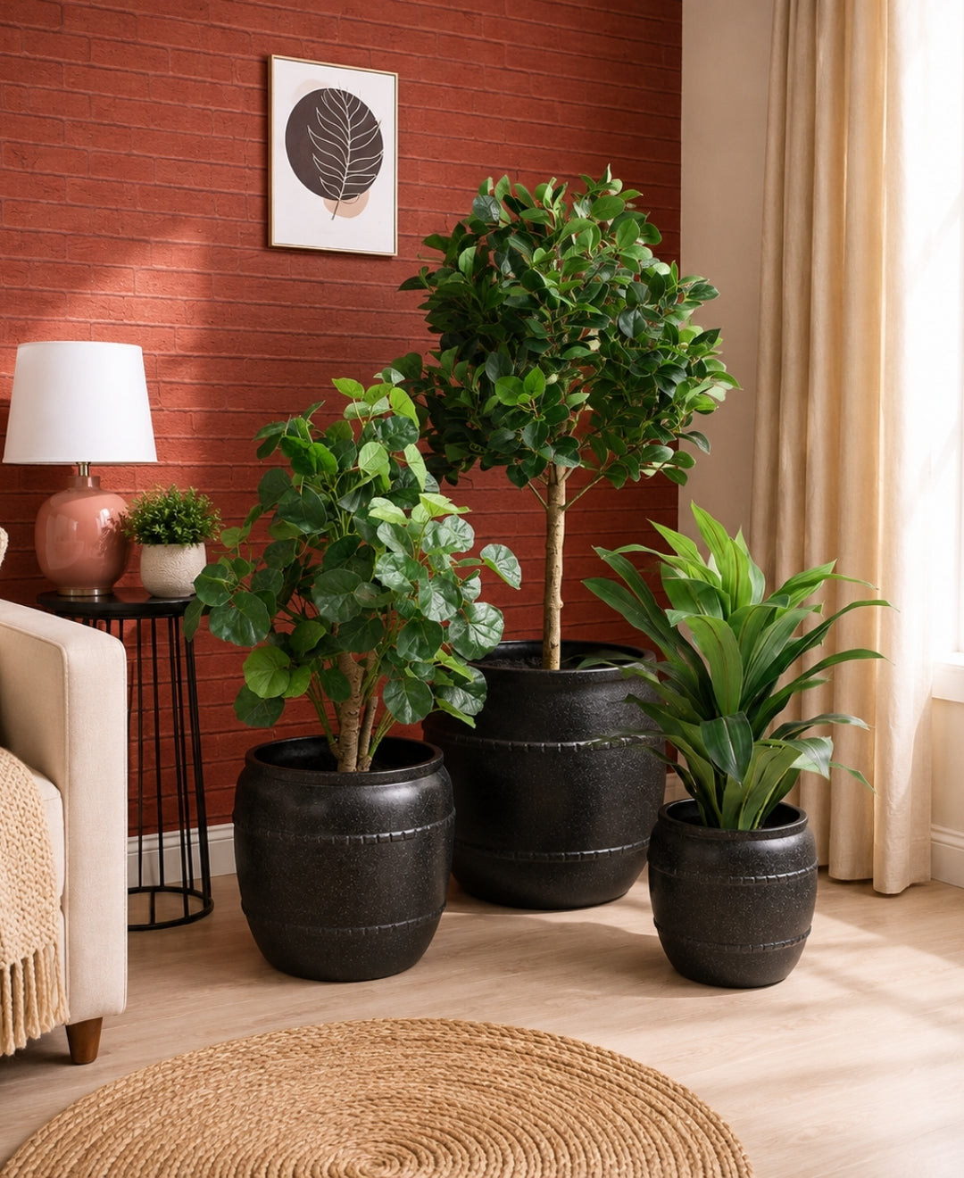 Classic Speckled Black Decorative Large Planter