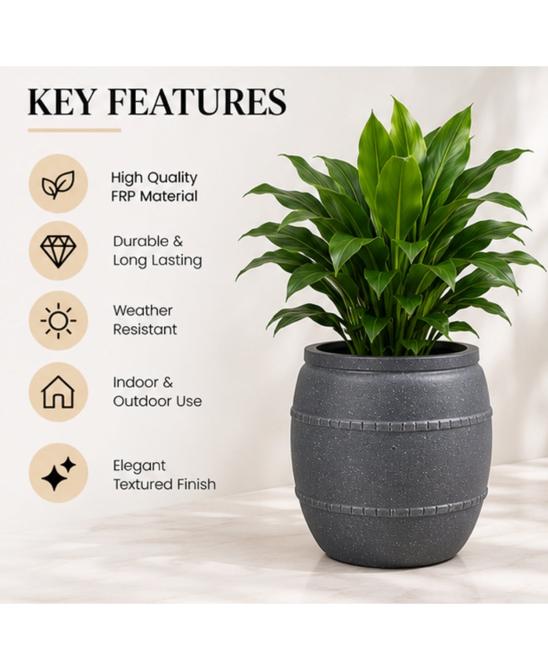 Classic Speckled Grey Decorative Small Planter