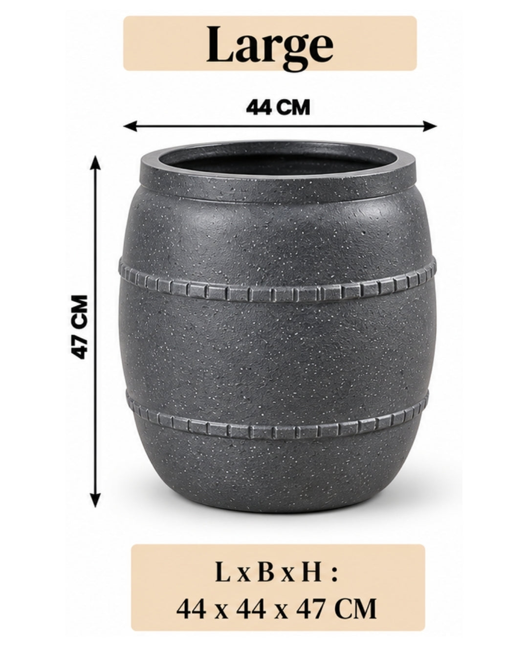 Classic Speckled Grey Decorative Large Planter