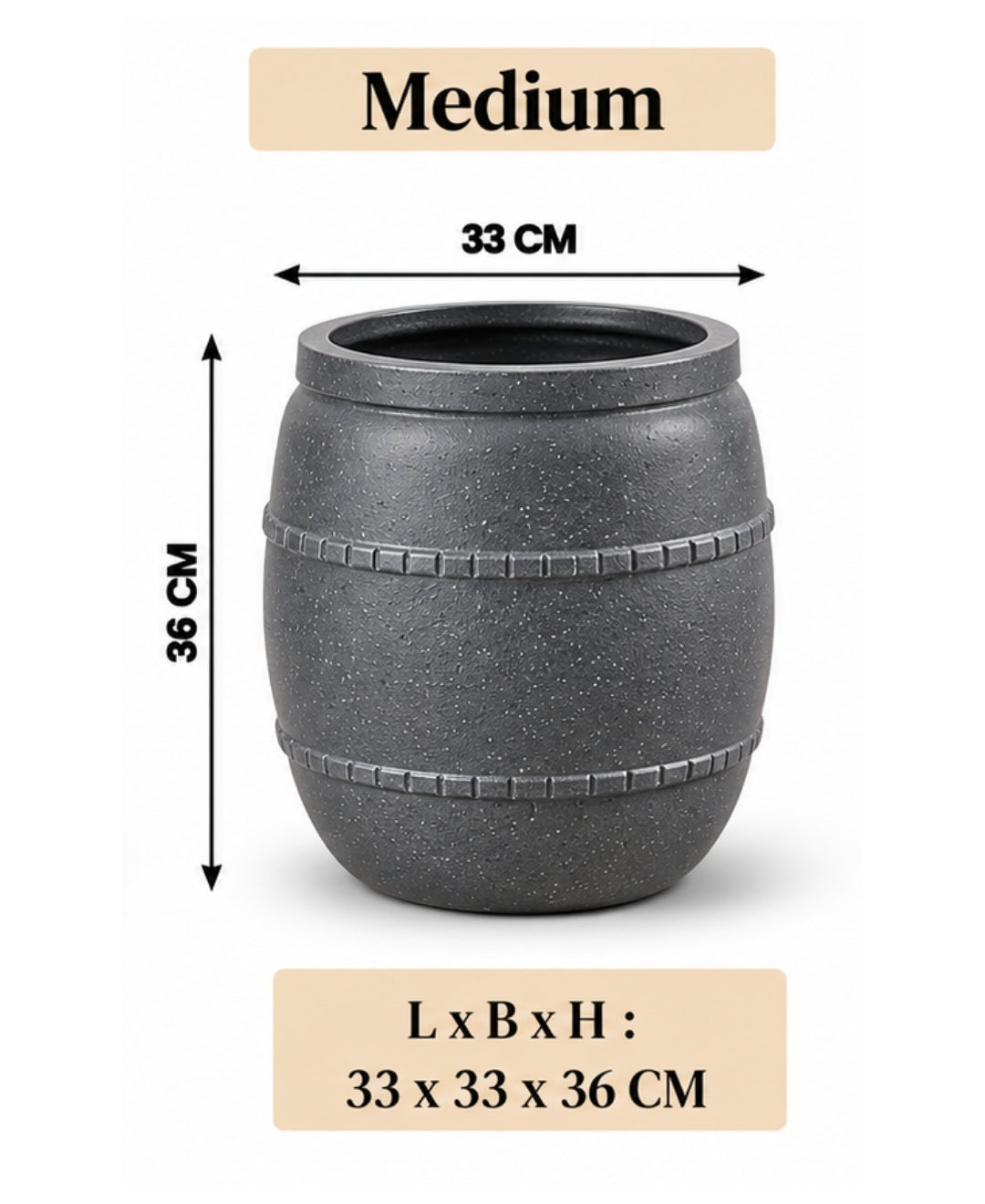 Classic Speckled Grey Decorative Medium Planter