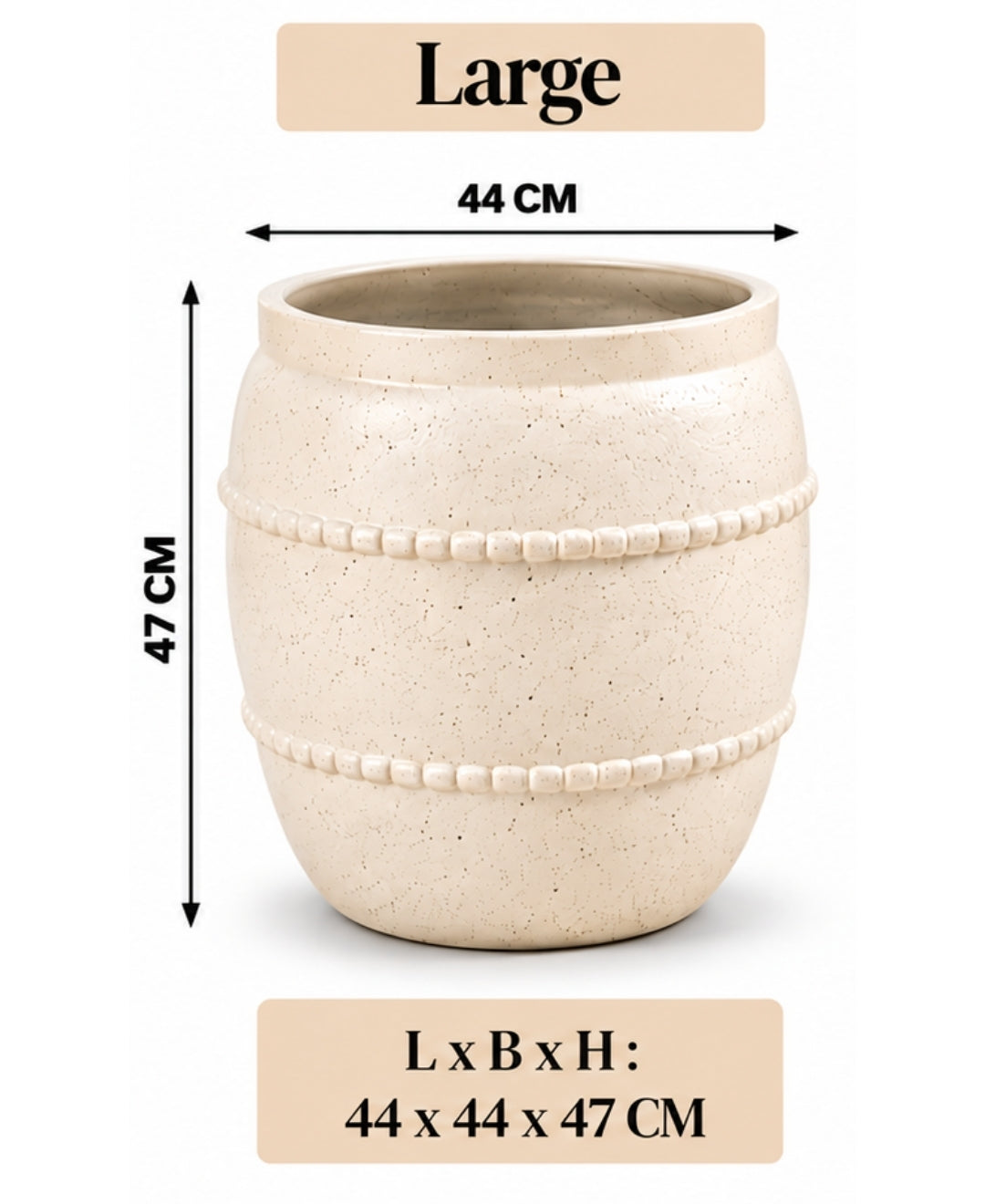 Rustic Speckled Ivory Decorative Large Planter