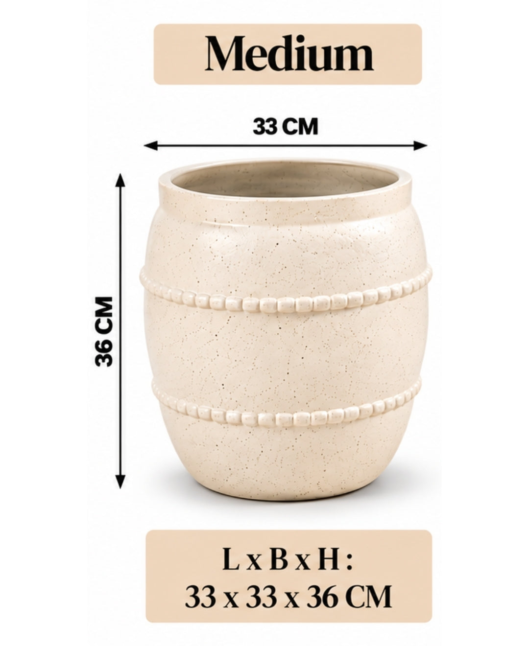 Rustic Speckled Ivory Decorative Medium Planter