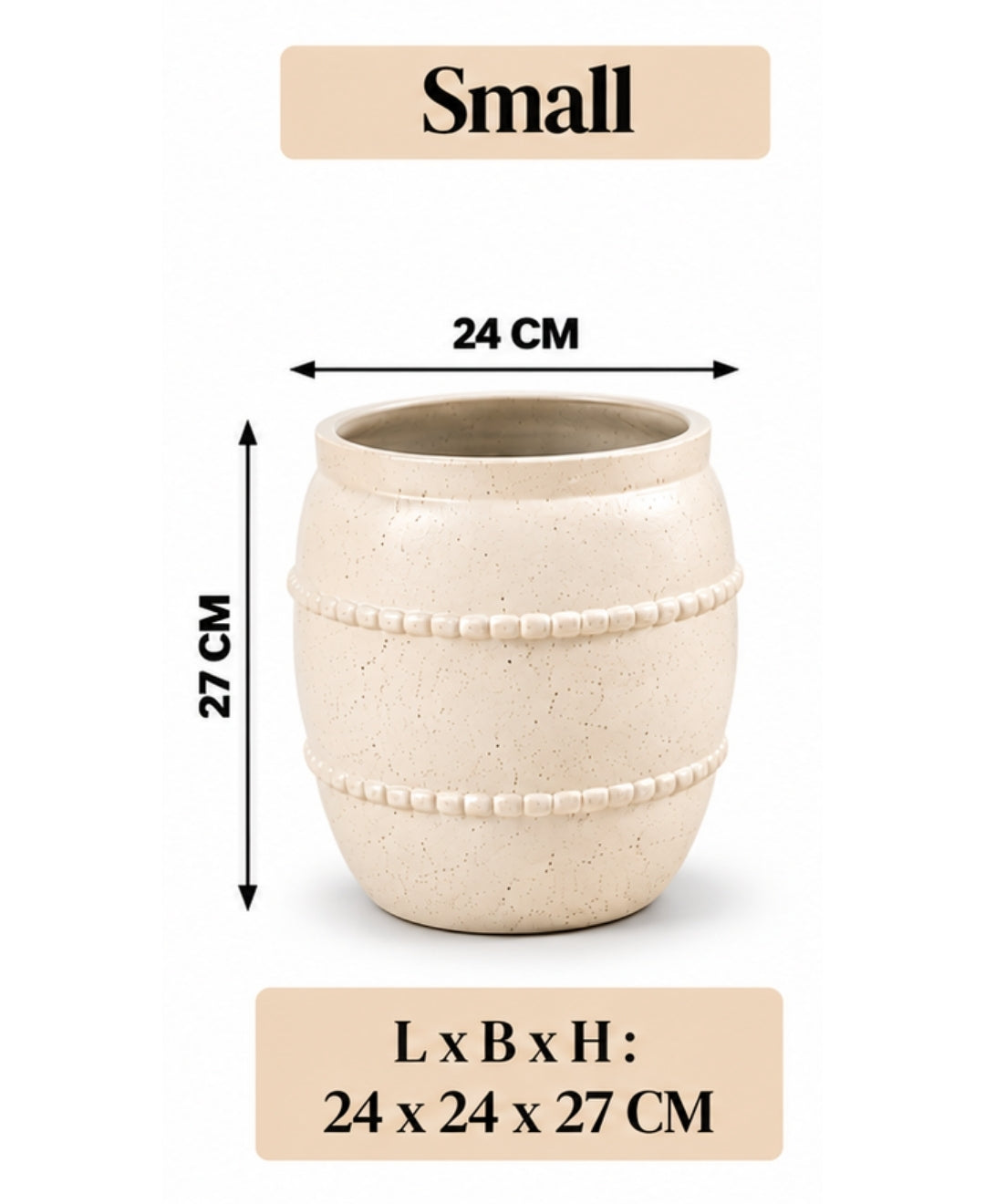 Rustic Speckled Ivory Decorative Small Planter