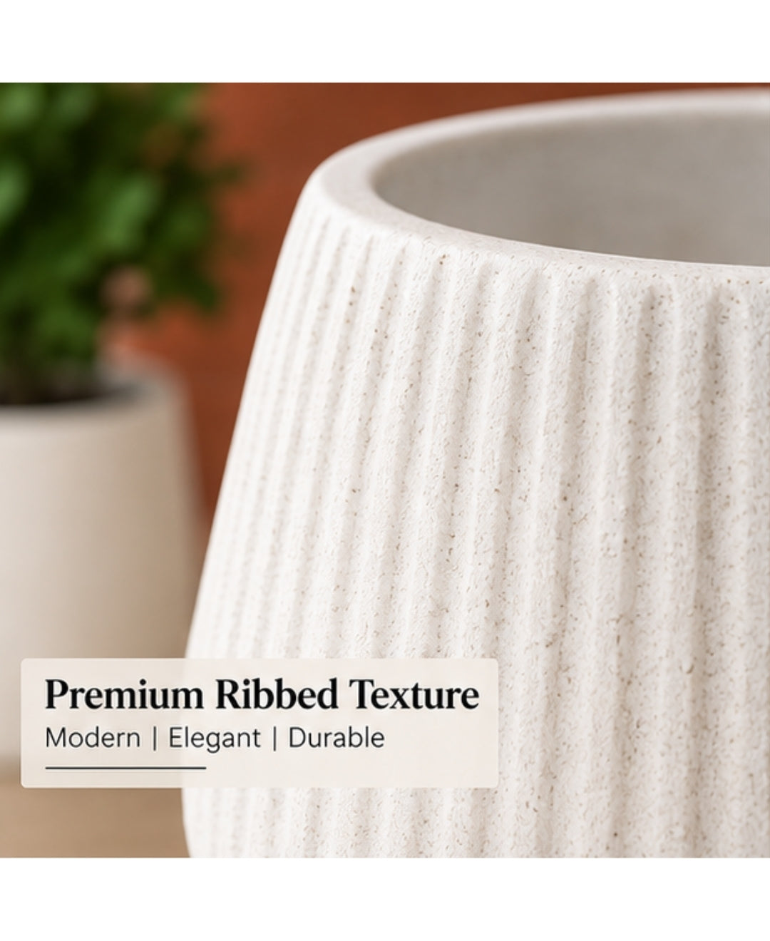 Ribbed Grey Pedestal Large Planter