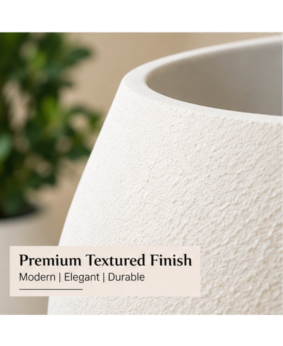 Tilted Oval Ivory Stone‑Finish Floor Small Planter