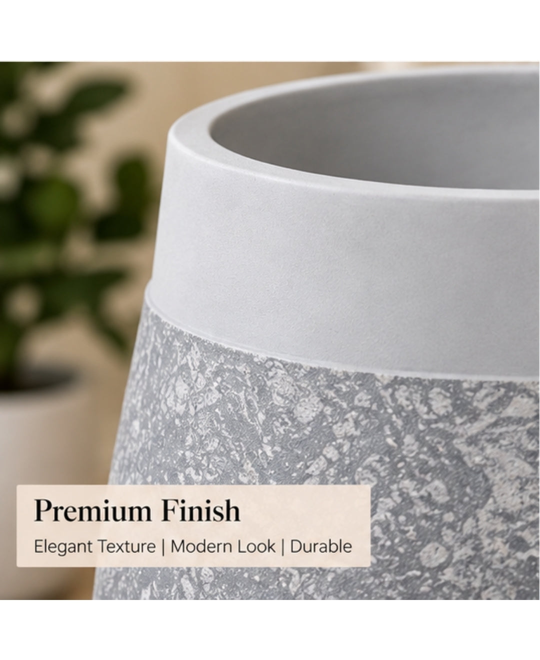 Grey Pebble‑Texture Stone‑Finish Large Planter
