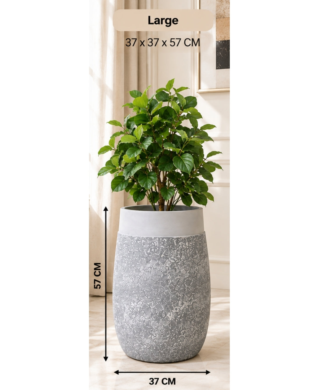 Grey Pebble‑Texture Stone‑Finish Large Planter