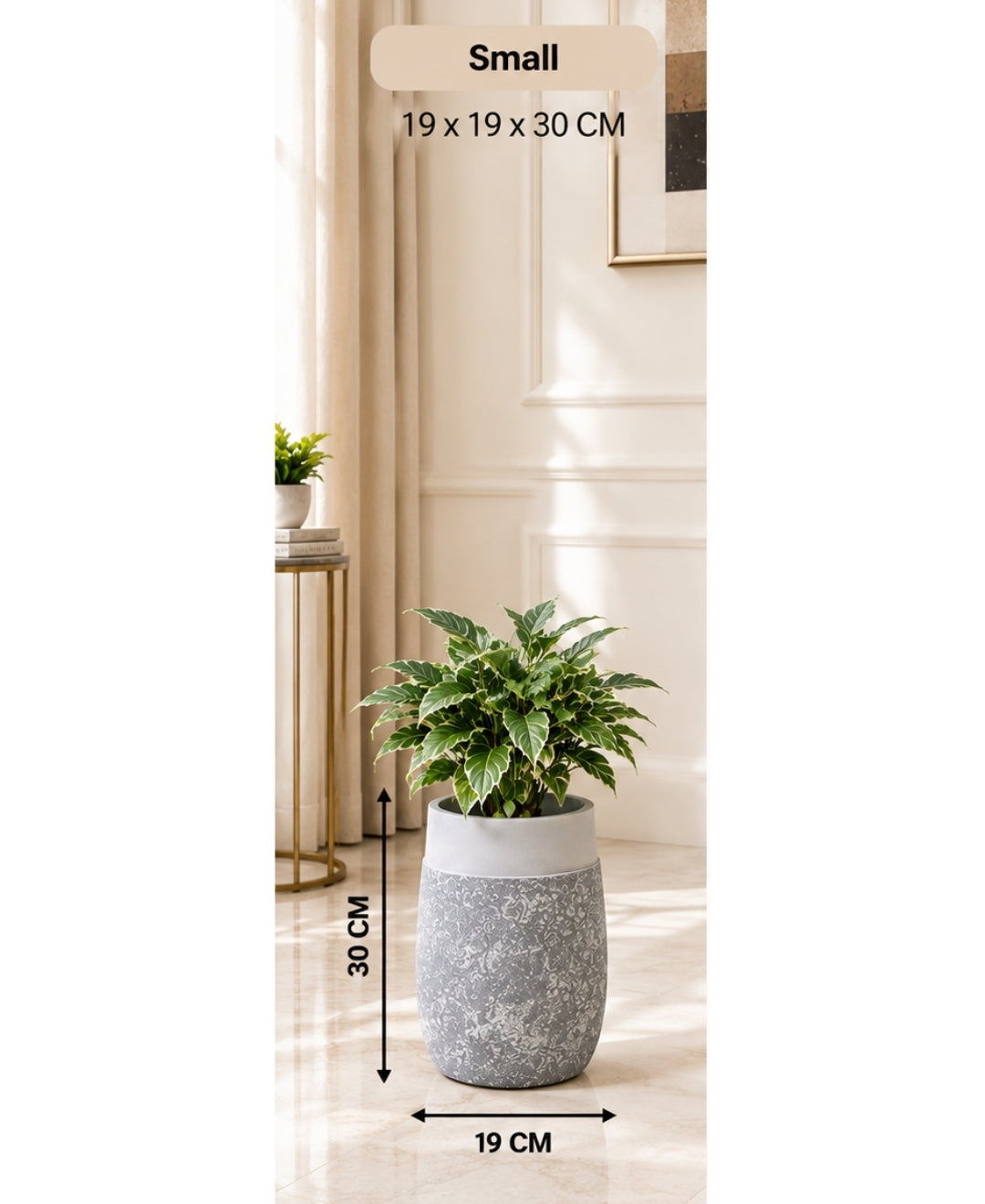 Grey Pebble‑Texture Stone‑Finish Small Planter