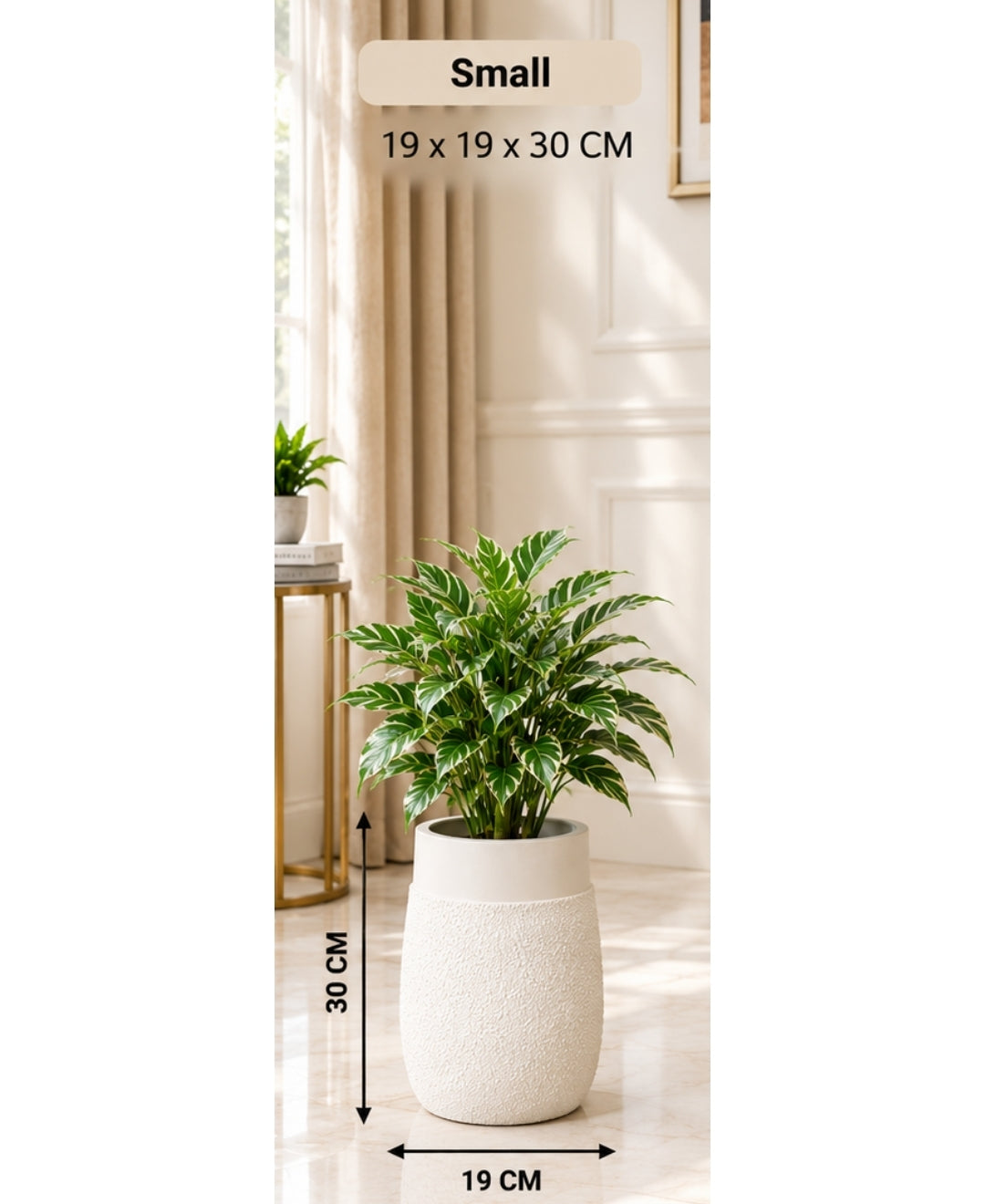 Ivory Pebble‑Texture Cylindrical Stone‑Finish Small Planter