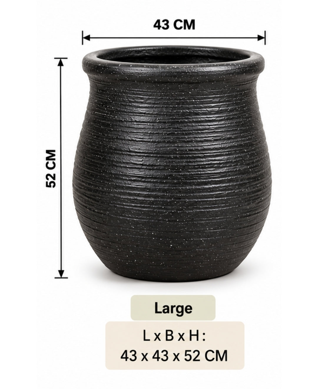 Classic Black Urn Style Decorative Large Planter