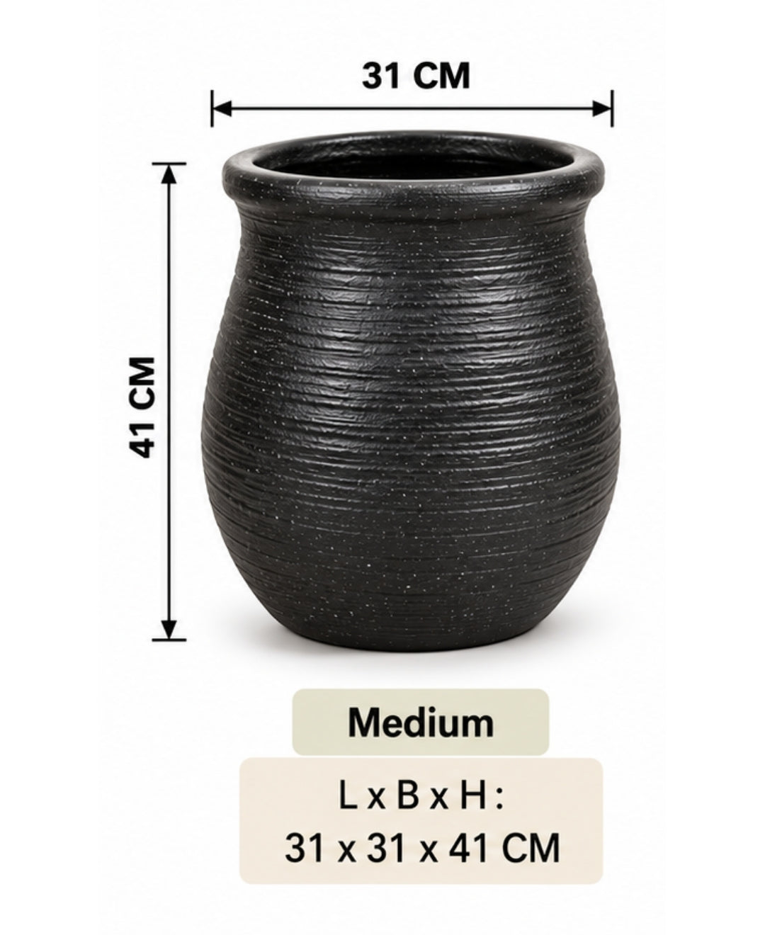 Classic Black Urn Style Decorative Medium Planter