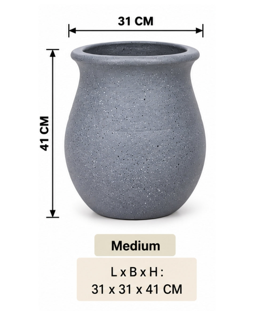 Classic Grey Urn‑Shape Decorative Medium Planter