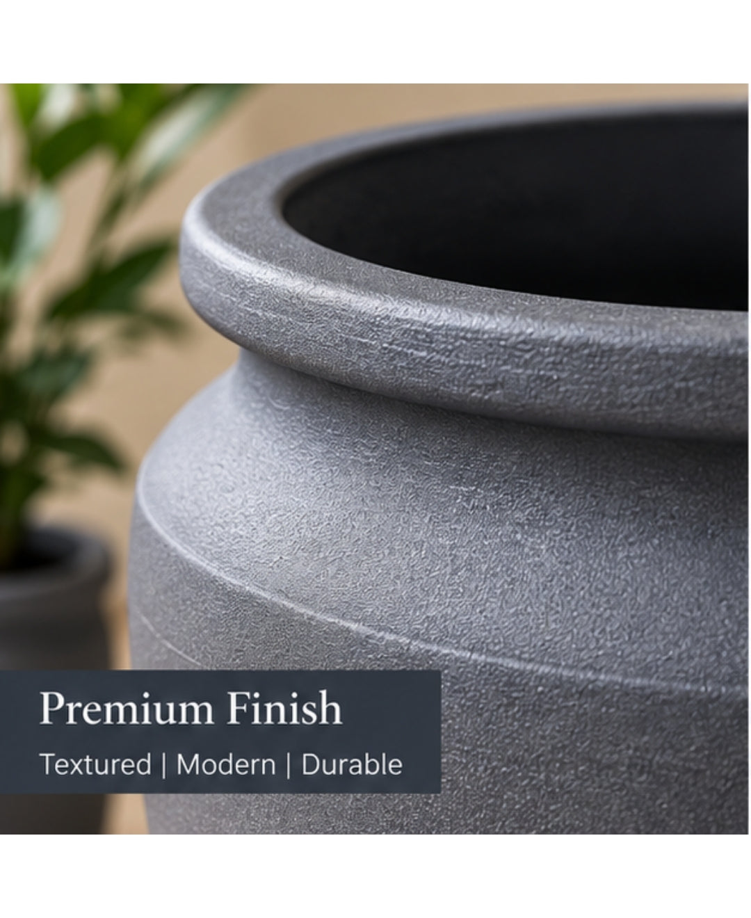 Classic Grey Planter with Wide Rim Medium Planter