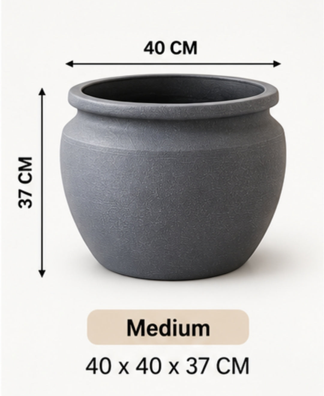 Classic Grey Planter with Wide Rim Medium Planter
