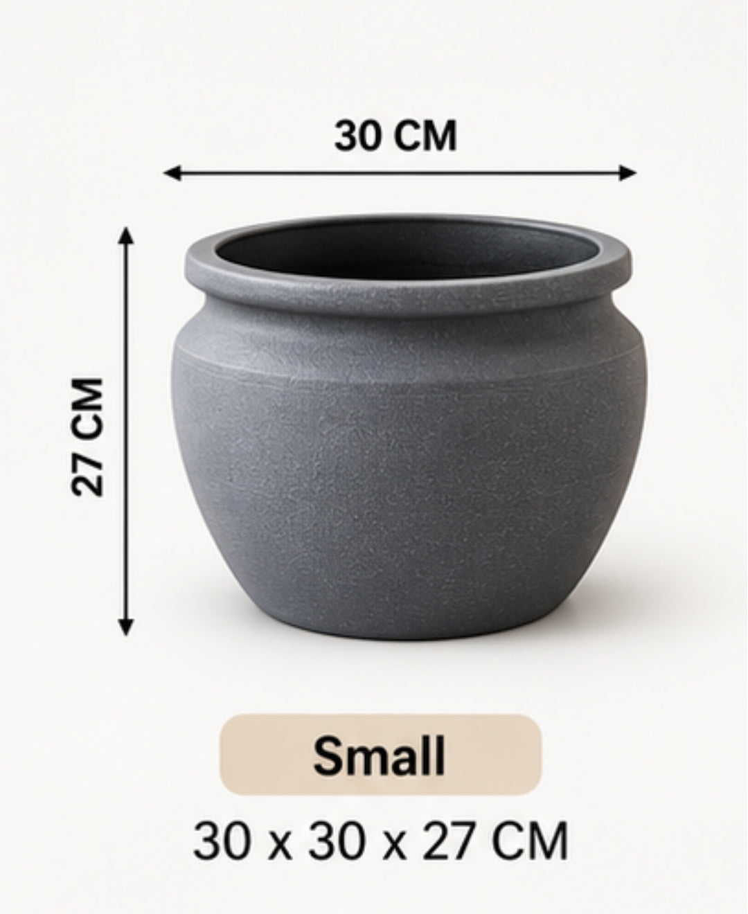 Classic Grey Planter with Wide Rim Small Planter