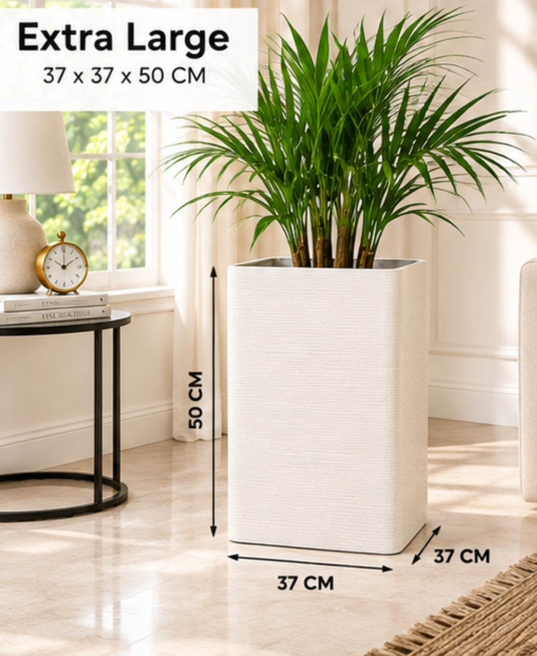 Tall Ivory Rectangular Stone‑Finish Extra Large Planter