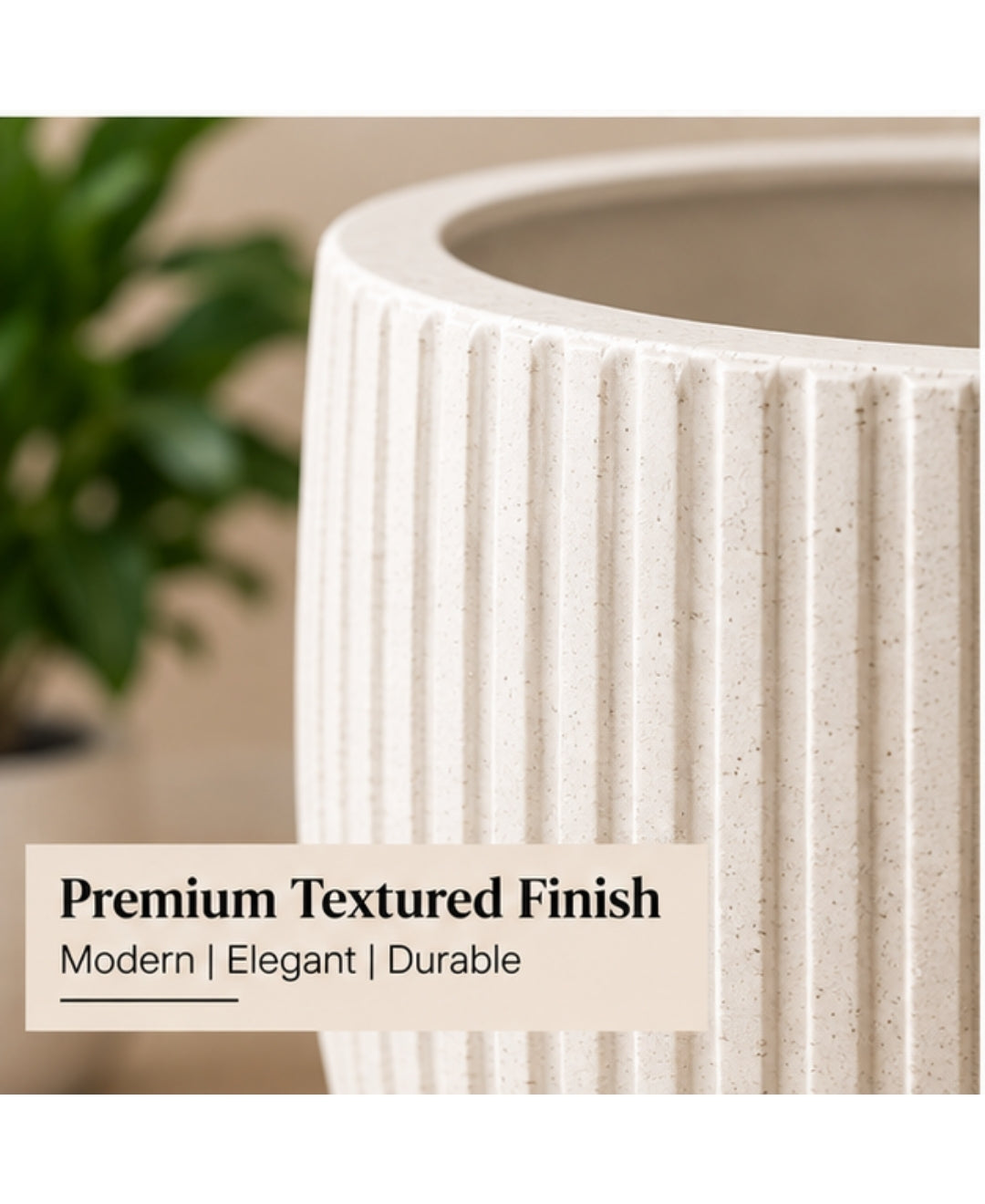 Ribbed Ivory Hourglass Decorative Small Planter