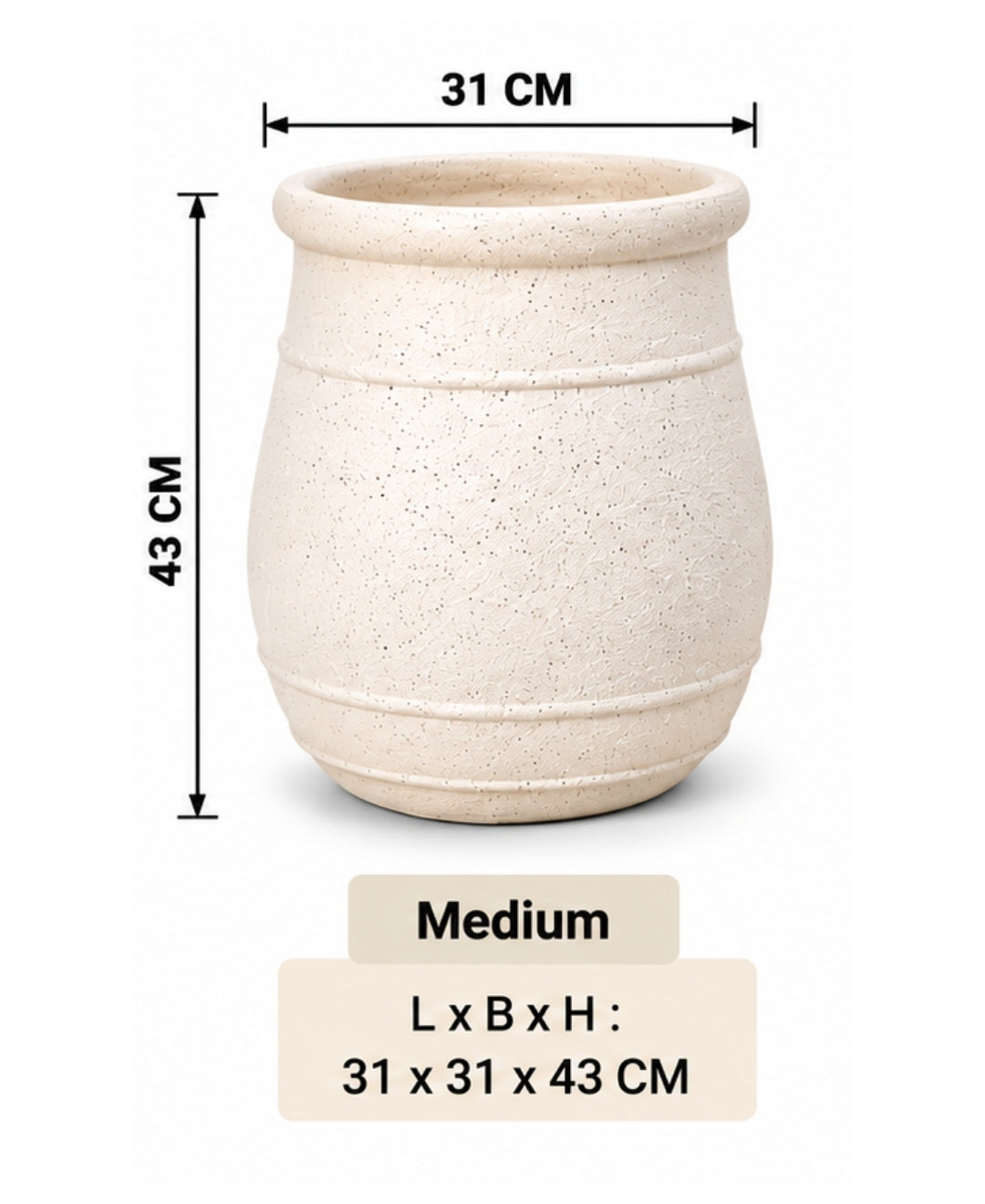 Classic Textured Ivory Decorative Medium Planter