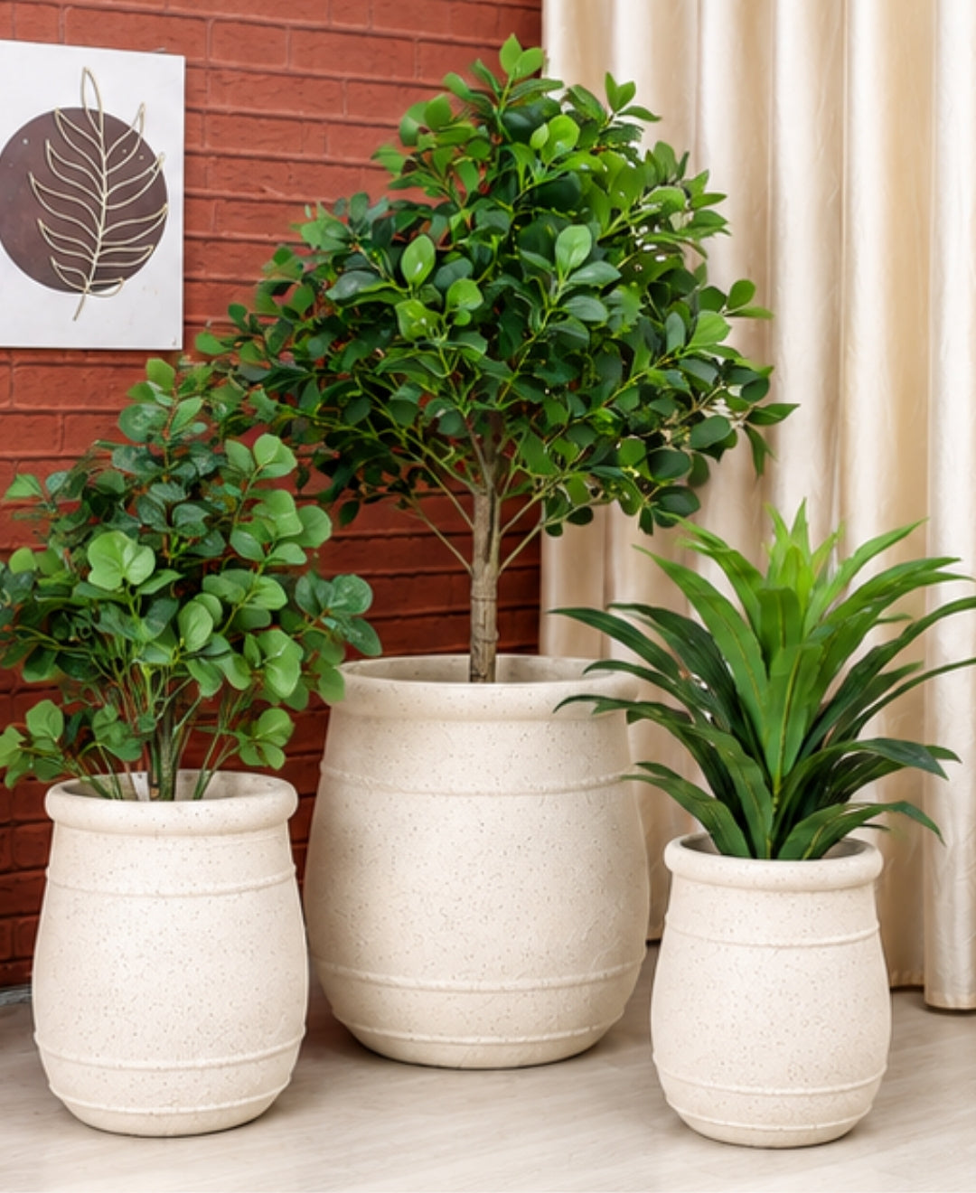 Classic Textured Ivory Decorative Medium Planter